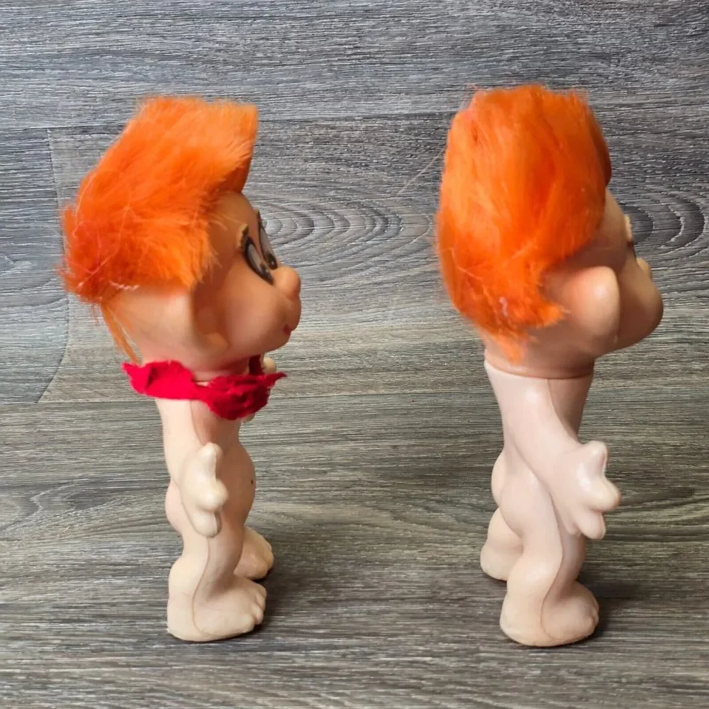 Vintage‎ Troll Doll 1968 LEFLEX Made in France Lot of 2 Norwegian Troll Fantasy